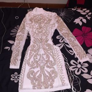 Dynasty white studded dress